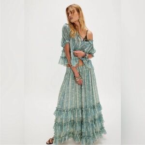 Free People Morning Mist Maxi Skirt Set in Pastel Combo S/M